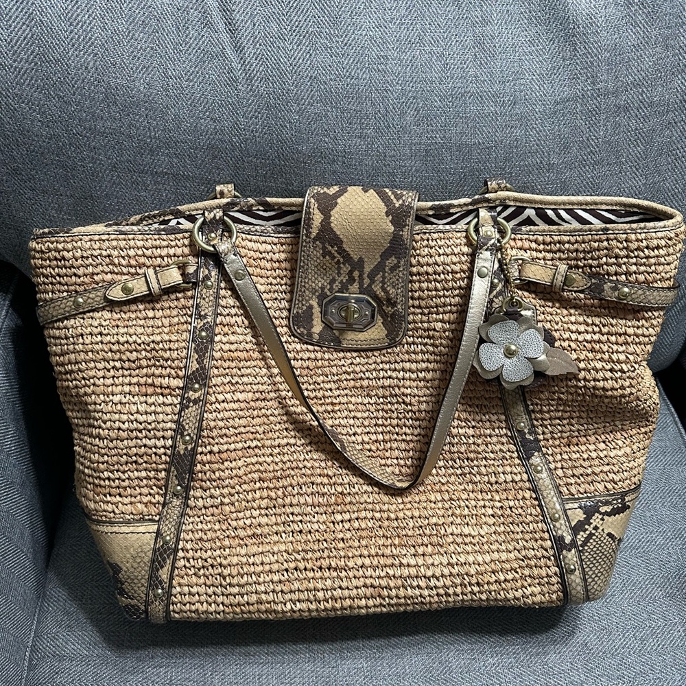 COACH straw large tote
